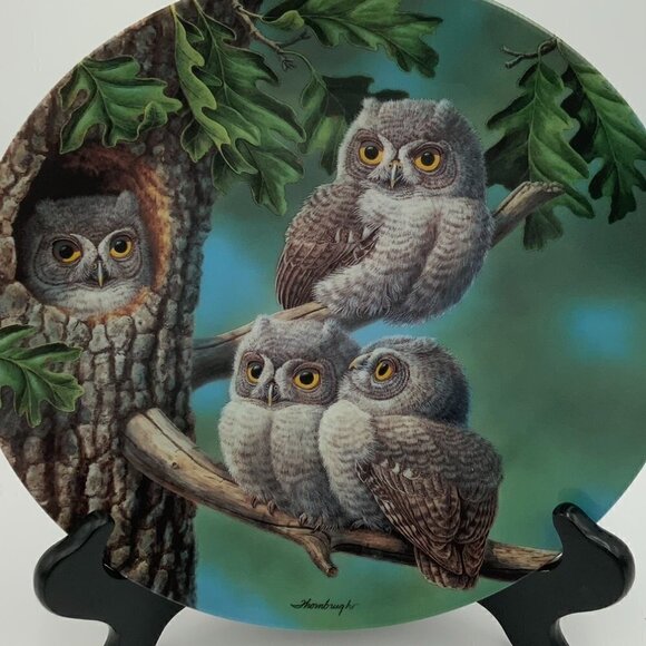 2 Vtg Knowles Owl Plates Joe Thornbrugh PEEK-A-WHOO & The Tree House - Picture 2 of 5